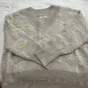 Anthropologie V-Neck Sweater - Gray and Lavender